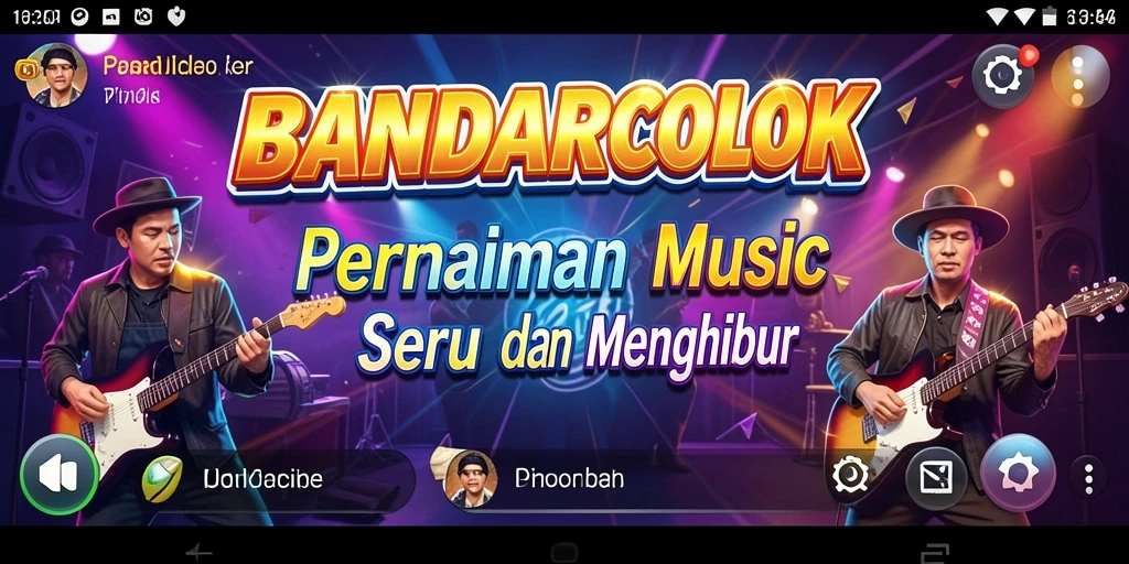 Tampilan gameplay BANDARCOLOK dengan antarmuka yang menarik dan lagu-lagu menawan.