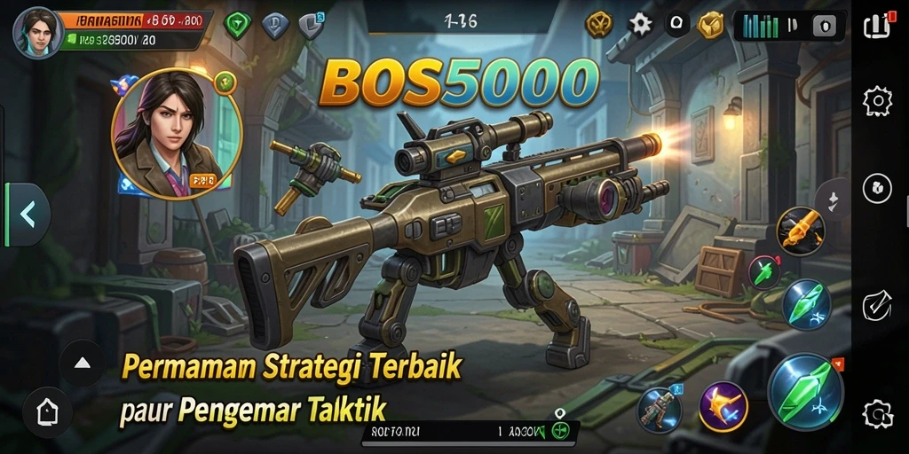 Tangkapan layar utama BOS5000 menampilkan aksi strategis yang mendebarkan.