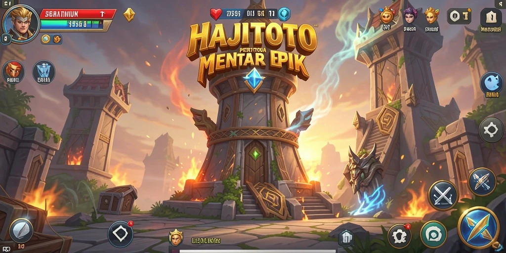 Screenshot gameplay menampilkan pertahanan menara yang epik di HAJITOTO.