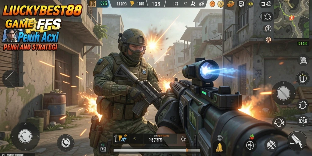Tampilan gameplay seru di LUCKYBEST88 dengan aksi tembak-menembak.