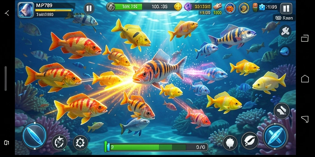 Tampilan screenshot gameplay Tembak Ikan yang seru dan memukau.