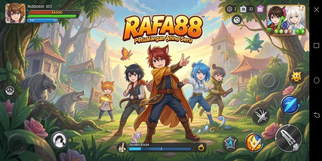 Tangkapan layar gameplay RAFA88 menampilkan aksi seru dan karakter anime.