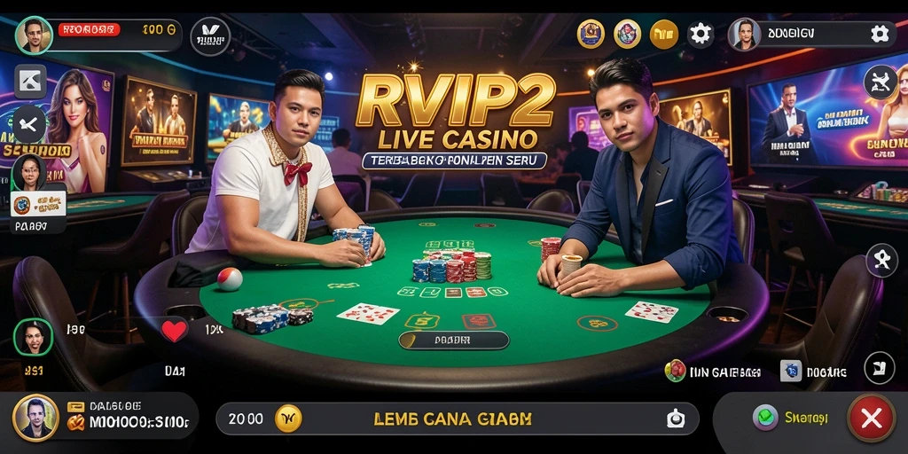 Tampilan menarik dari gameplay Live Casino RVIP2 dengan dealer profesional.