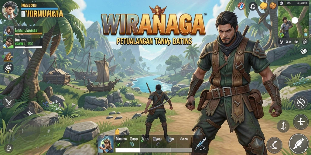 Screenshot menampilkan aksi seru di dunia terbuka WIRANAGA.