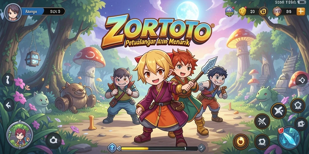 Screenshot menarik dari gameplay ZORTOTO yang menunjukkan pertarungan epik.