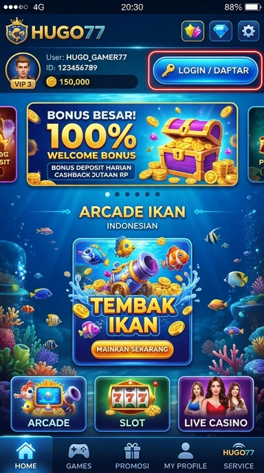 Fitur pencarian cepat di hugo77 untuk menemukan aplikasi.